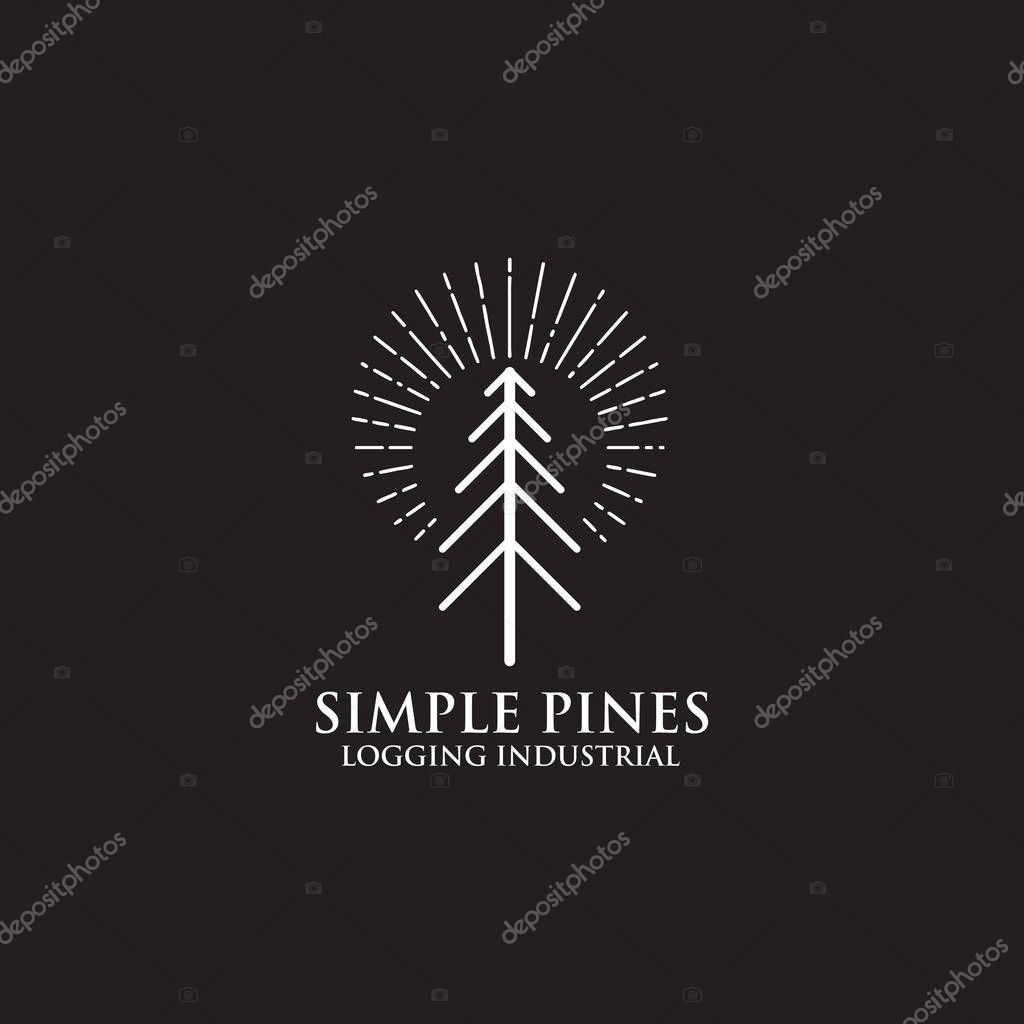 Pine tree icon logo design vector template