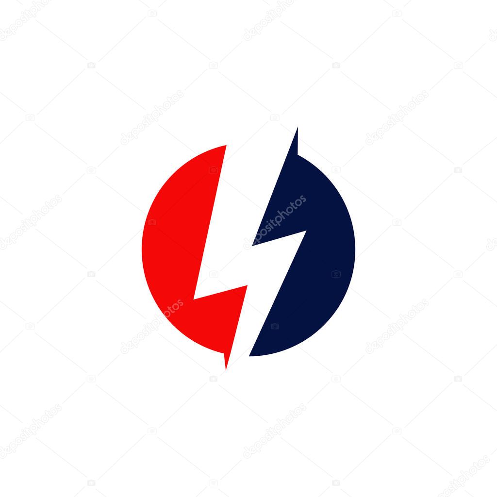 Emblem flash thunderbolt logo design vector template