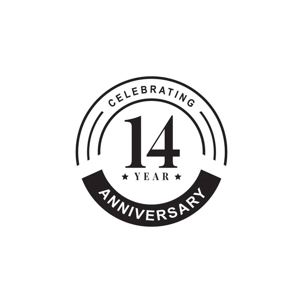 14e verjaardag embleem logo ontwerp sjabloon — Stockvector