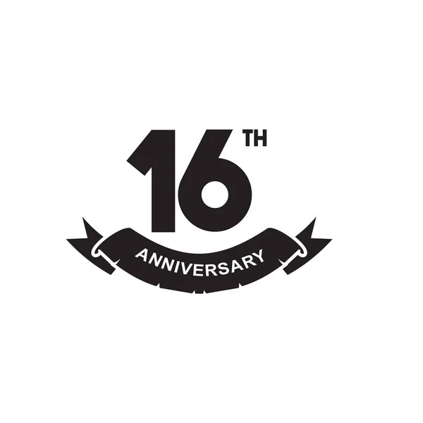 16e année célébrant anniversaire logo logo design — Image vectorielle