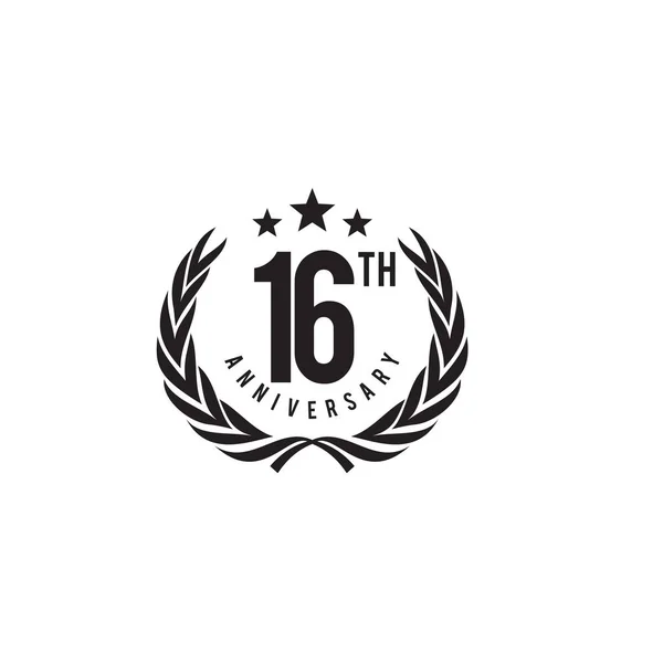 16th year celebrating anniversary emblem logo design — Stock Vector