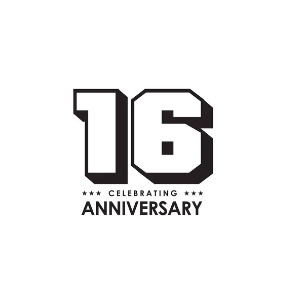 16e année célébrant anniversaire logo logo design — Image vectorielle