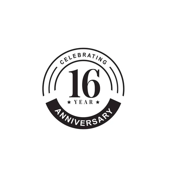 16ο έτος εορτασμού σύμβολο σχέδιο λογότυπο επέτειο — Διανυσματικό Αρχείο