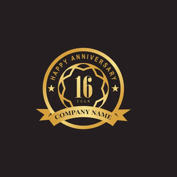 Дизайн логотипа эмблемы 16-летия — стоковый вектор