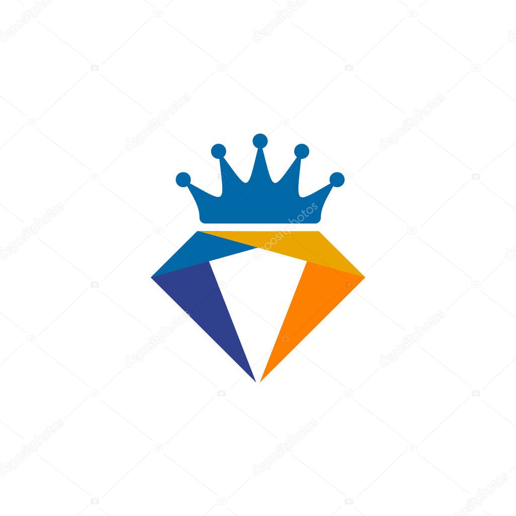 Diamond with crown logo design vector template illustration