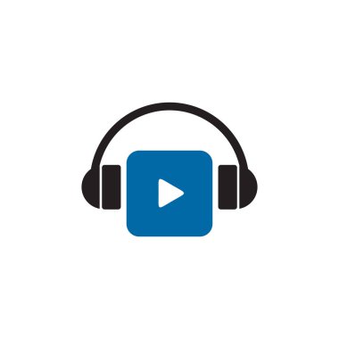 Kulaklık müziği simgesi logo tasarım vektörü şablonu