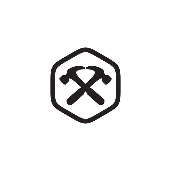 Hammer logo design vector template — Stok Vektör