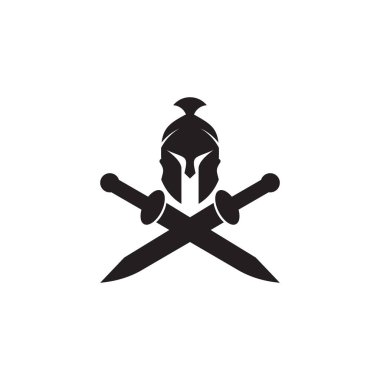 Spartan warrior helmet logo design vector template