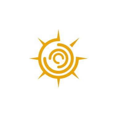 Güneş logosu tasarım vektörü şablonu