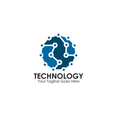 Technology logo design with using circuit element vector templat
