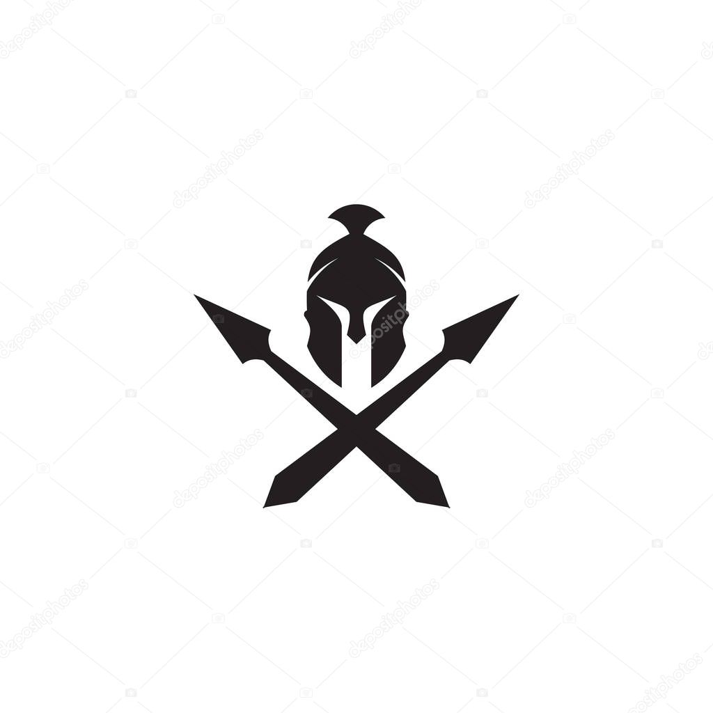 Spartan warrior helmet logo design vector illustration template