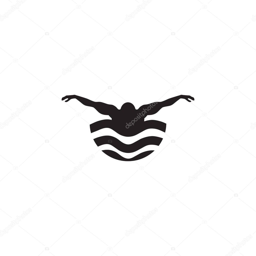 Swimming club logo design vector illustration template