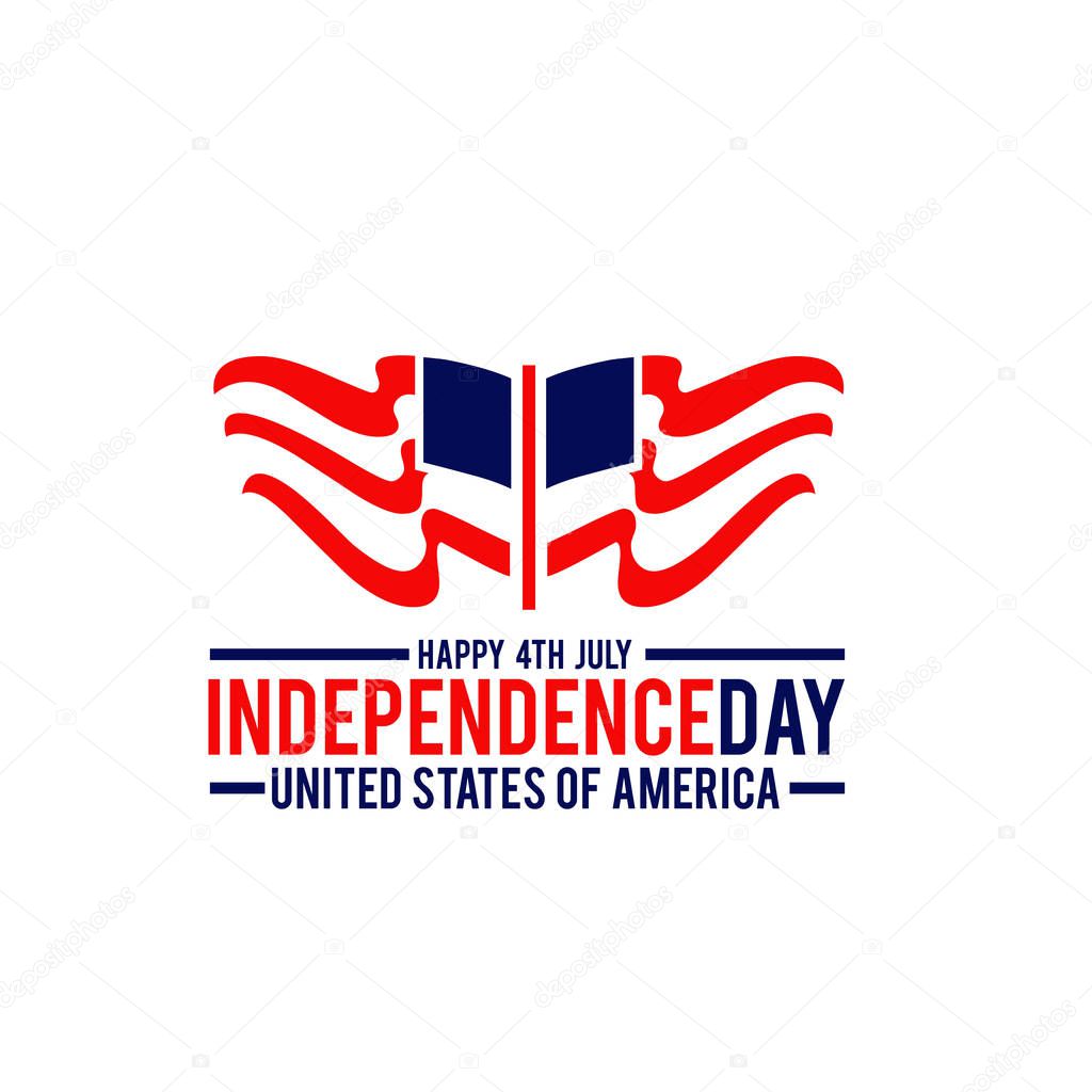 American flag and emblem logo design vector illustration template