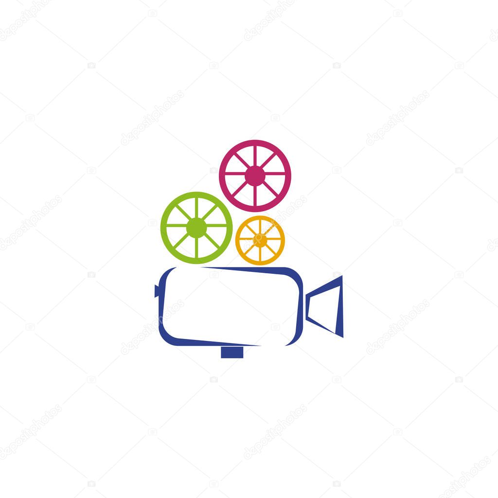 Movie maker company logo design vector template with using video recorder icon