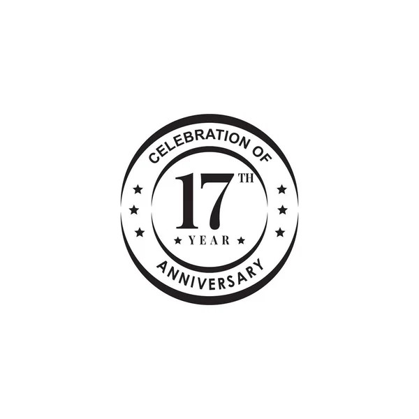 17th year celebrating anniversary emblem logo design — 스톡 벡터