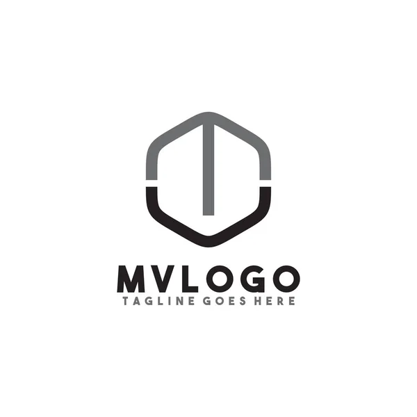Mv letter logo pictogram ontwerp vector template — Stockvector