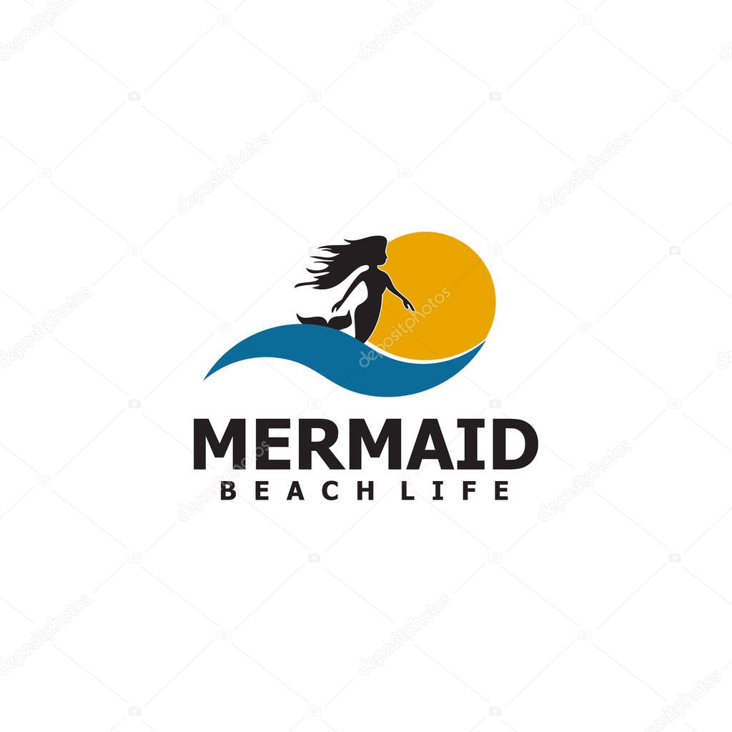 Mermaid icon logo design vector template illustration