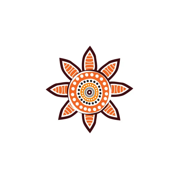 Arte Aborigena Puntini Pittura Icona Simbolo Logo Disegno Vettore Illustrazione — Vettoriale Stock