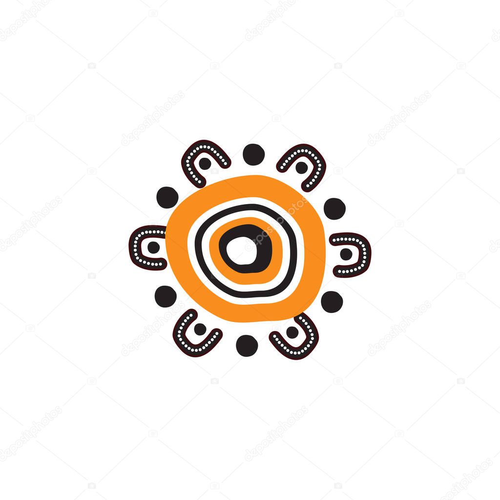 Aboriginal art dots painting icon symbol logo design vector illustration template
