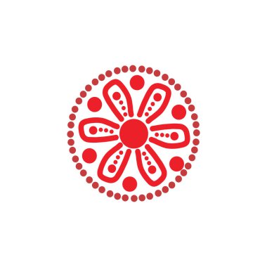 Aborjin sanat noktaları simge logo tasarımı vektör illüstrasyon şablonu boyuyor