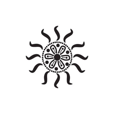 Aborjin sanat noktaları simge logo tasarımı vektör illüstrasyon şablonu boyuyor