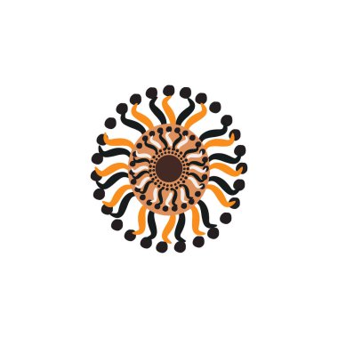 Aborjin sanat noktaları simge logo tasarımı vektör illüstrasyon şablonu boyuyor