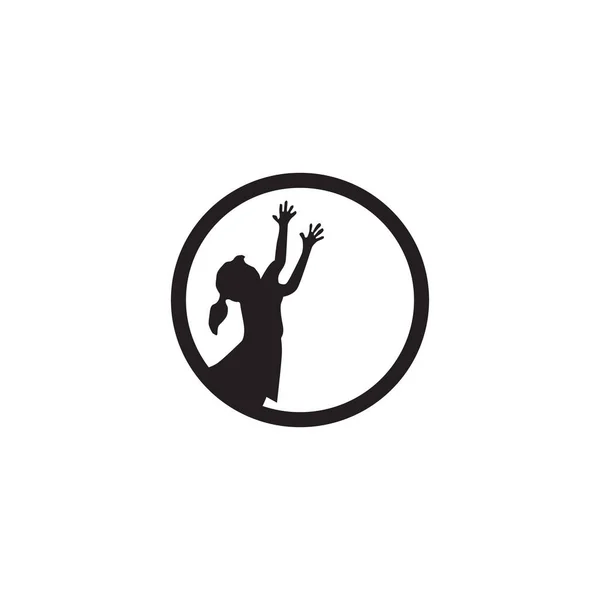Logo Eines Mädchens Das Versucht Sterne Erreichen Designvektorvorlage — Stockvektor