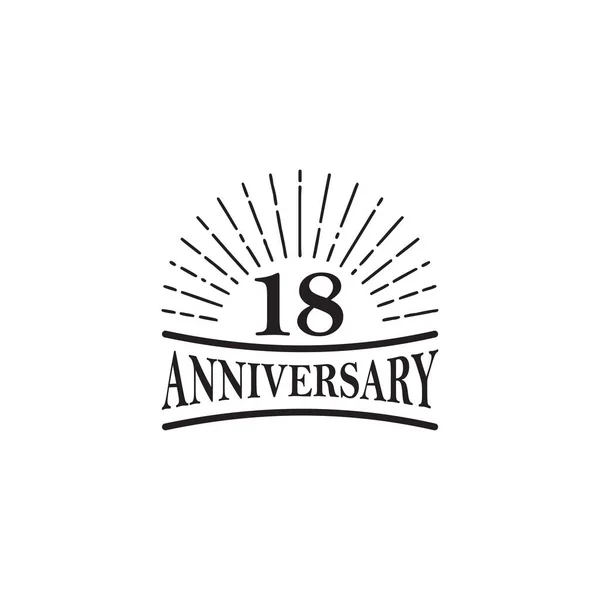 18Th Year Anniversary Logo Design Vector Template — Stock Vector