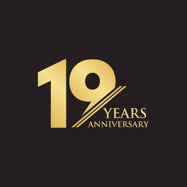 19. yıl dönümü logo tasarımı vektör çizimi şablonu