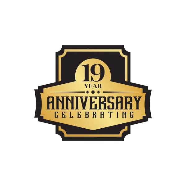 19Th Year Anniversary Logo Design Vector Illustration Template — Stock Vector