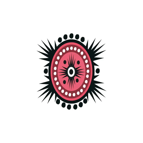 アボリジニアートドット絵アイコンロゴデザインベクトルイラストテンプレート — ストックベクタ