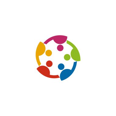 Topluluk ve takım çalışması logo tasarım vektör illüstrasyon şablonu