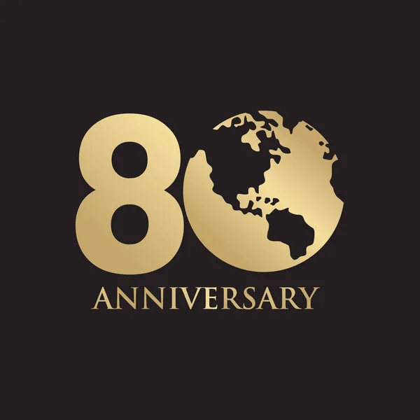Modèle Vectoriel Conception Logo Luxe Emblème 80E Anniversaire — Image vectorielle