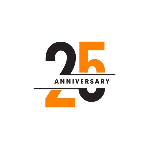 25º Aniversario Emblema Logotipo Diseño Inspiración Vector Ilustración Plantilla — Archivo Imágenes Vectoriales