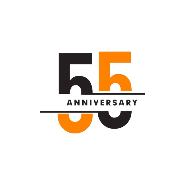 55Ο Επετειακό Έμβλημα Λογότυπο Σχεδιασμό Έμπνευση Διάνυσμα Εικονογράφηση Πρότυπο — Διανυσματικό Αρχείο