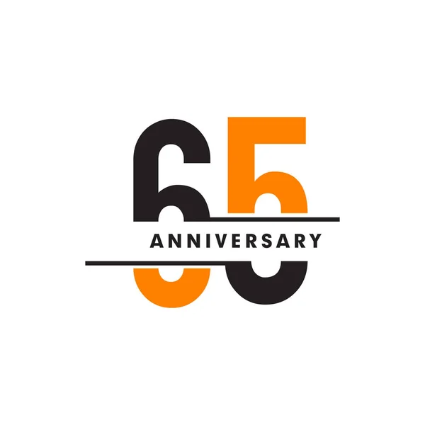 65Th Celebrating Anniversary Emblem Logo Design Inspiration Vector Illustration Template — Stockový vektor