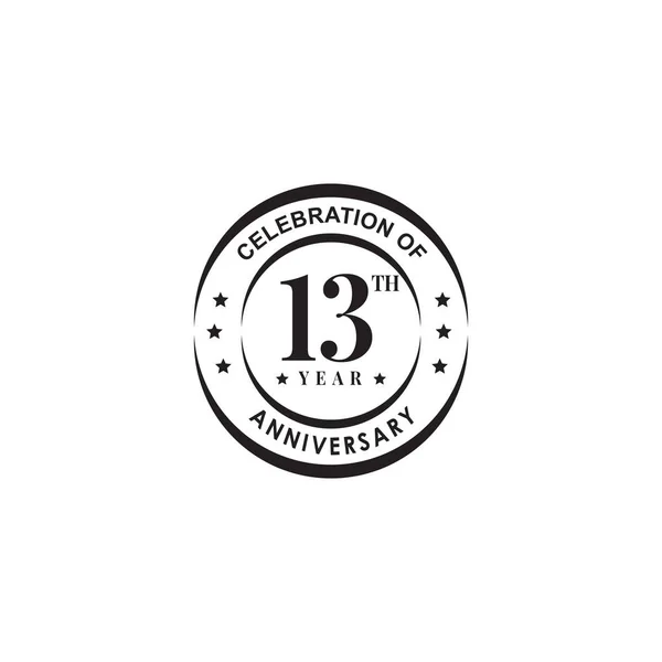 13Th Year Celebrating Anniversary Emblem Logo Design Vector Template — Stock Vector