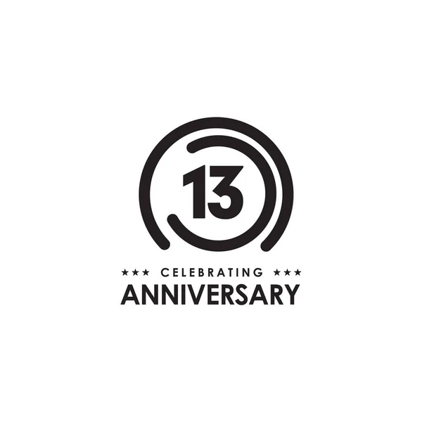 13Th Year Celebrating Anniversary Emblem Logo Design Vector Template — Stock Vector