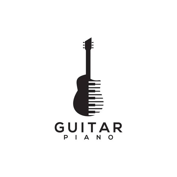Piano Guitar Icon Logo Design Vector Template Illustration — 스톡 벡터