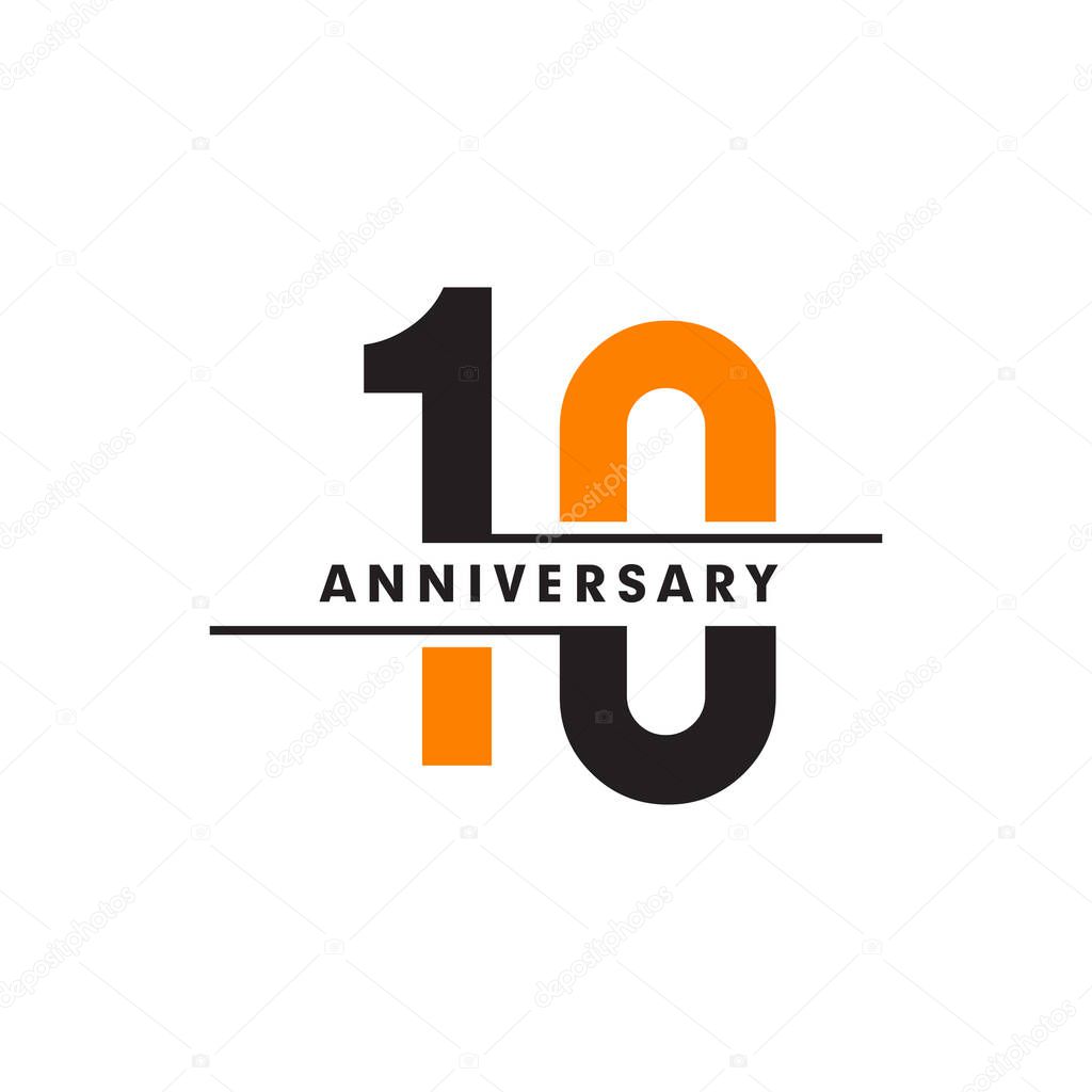 10th celebrating anniversary emblem logo design inspiration vector illustration template