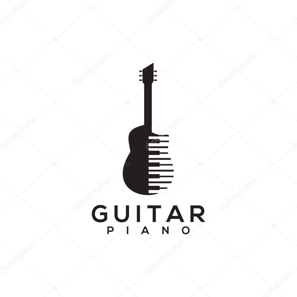 Piano guitar icon logo design vector template illustration