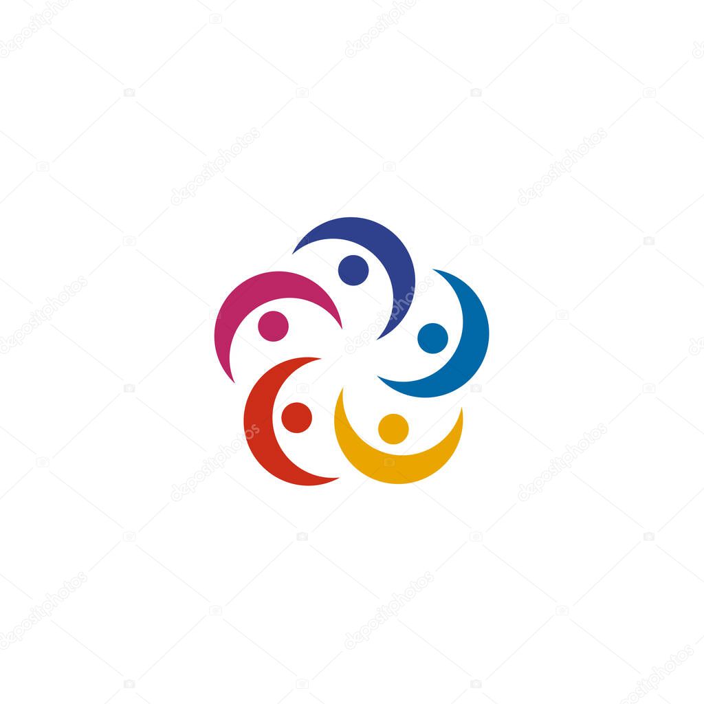 Community and team work logo design vector illustration template