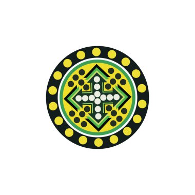 Aborjin sanat noktaları simge logo tasarımı vektör illüstrasyon şablonu boyuyor