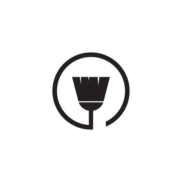 Modello Vettoriale Icona Logo Scopa Con Sfondo Bianco — Vettoriale Stock