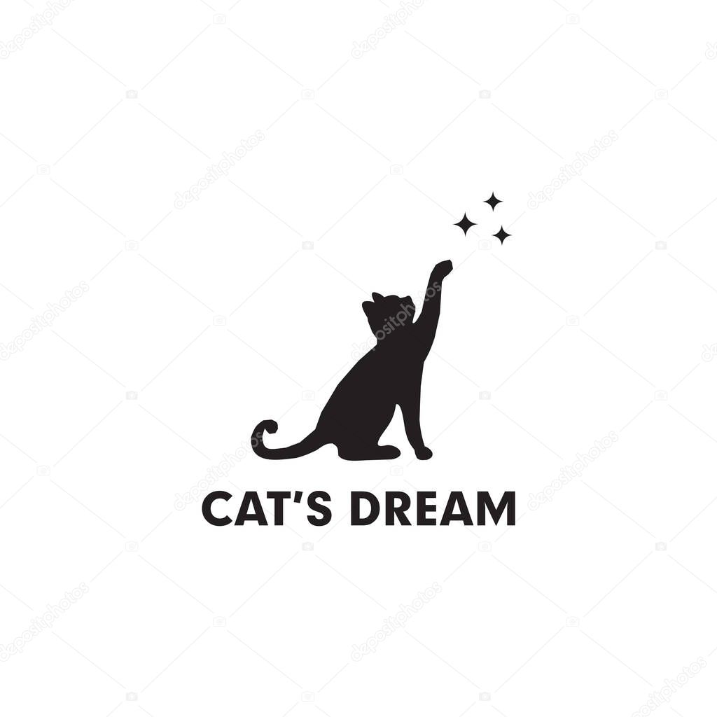 Cat's dream logo design vector template