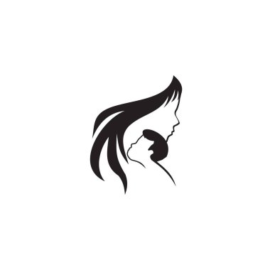 Ana ve bebek logo ikonu tasarım vektör şablonu