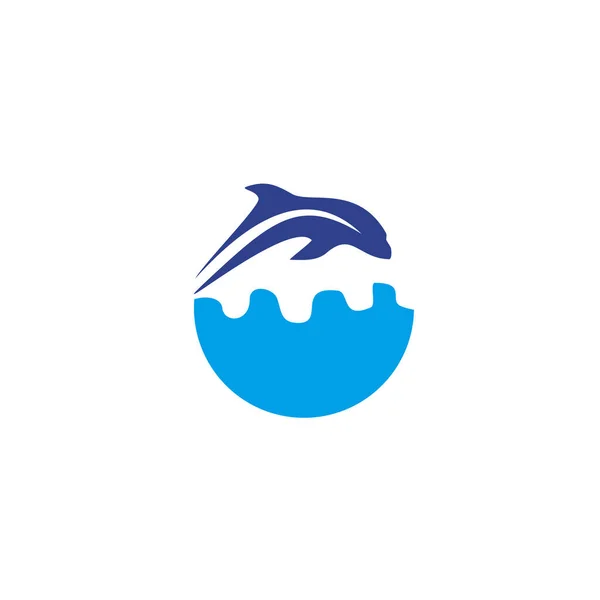 Dolphin Fish Icon Logo Design Vector Template — Stock Vector