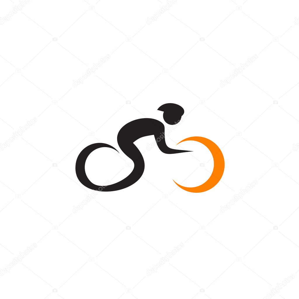 Bicycle sportman icon logo design vector template
