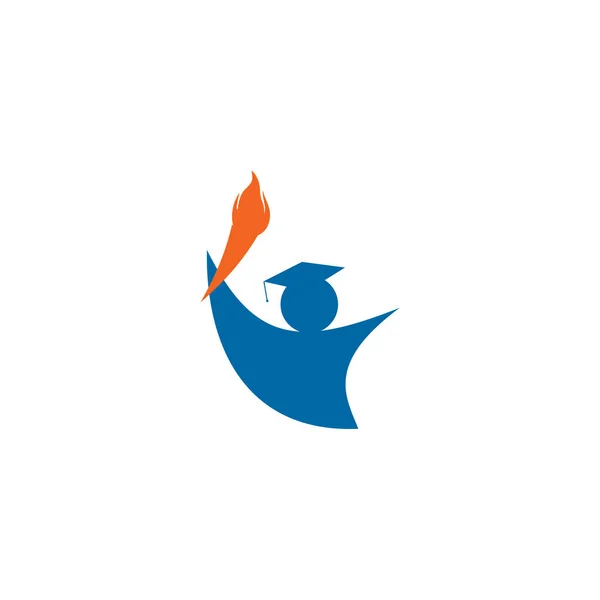 Projekt Logo Edukacji Grafiką Ludzką Wykorzystaniem Szablonu Kapelusza Podziałki — Wektor stockowy