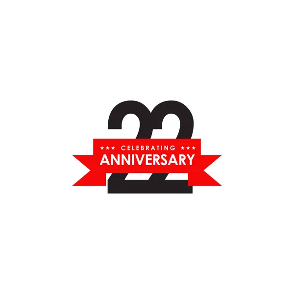 22º Aniversario Logotipo Diseño Vector Plantilla — Vector de stock